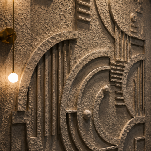 1000063069 Chakravyuh — Art Deco Geometric Spiral Circle 3D Relief Corridor Wall Panel