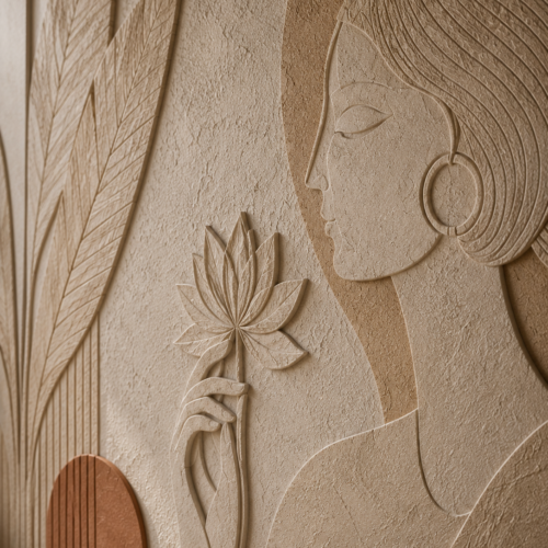 1000063088 Stree — Abstract Woman Lotus & Botanical 3D Relief Contemporary Wall Panel