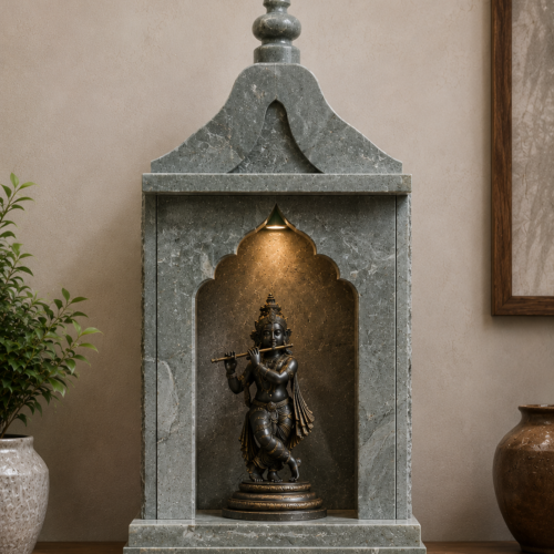 1000063705 Compact Grey Stone Temple with Arch & Gopuram