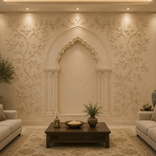gg1 Meharaan — Mughal Arch Floral Relief Wall Panel