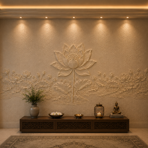 l1 Kamal Sutra — Sacred Lotus Relief Wall Panel