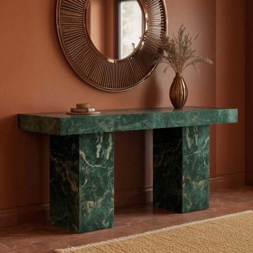 1 Emerald Green Marble Waterfall Console Table