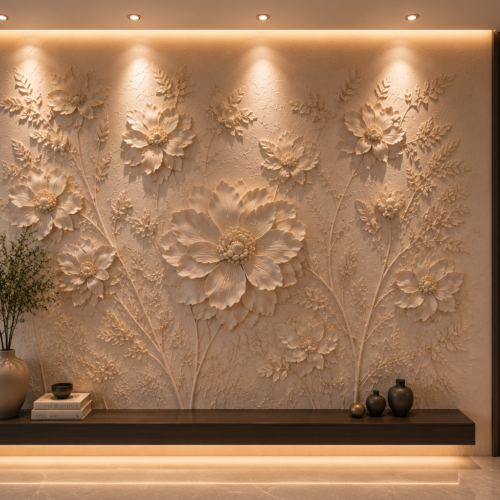1000062991 Phulwari — Oversized Floral Bloom 3D Relief Feature Wall Panel