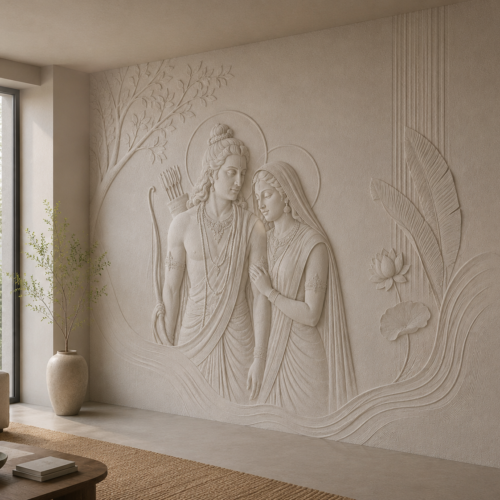 1000063098 (2) Ayodhya — Ram Sita Modern Circle Relief Wall Panel