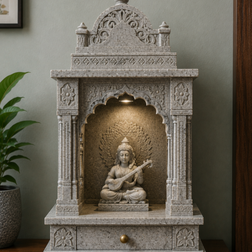 1000063645 Classic White Marble Tabletop Mandir