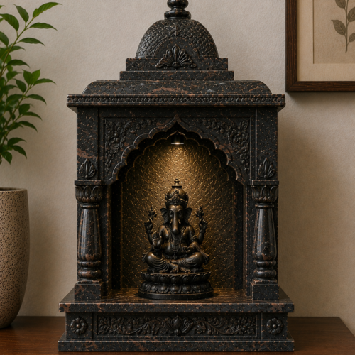 1000063699 Royal Black Granite Tabletop Mandir