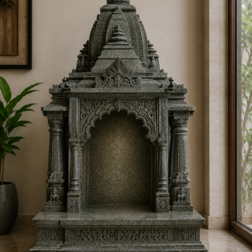 1000063725 Dark Green Stone Shikhara Mandir (Customisable Sanctum)