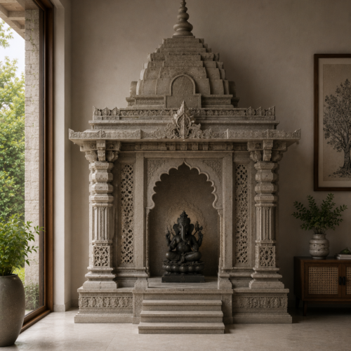 1000063727 Stone Grey Jali-Pillar Ganesha Temple Mandir