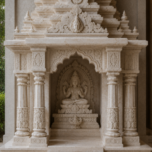 1000063735 Kirtimukha Cream Stone Lakshmi Mandir