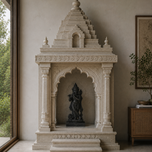 1000063746 Ivory Pyramid Krishna Mandir with Stepped Shikhara