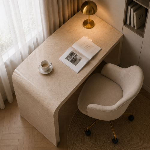 Waterfall-Edge Stone Writing Desk