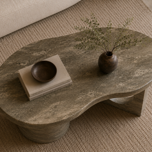 1000064321 Grey-Green Marble Organic Coffee Table – Detail View