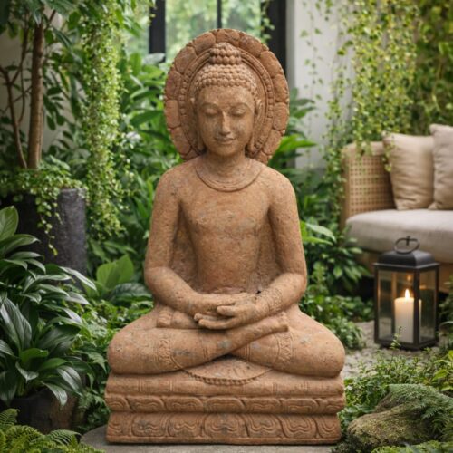 WhatsApp Image 2025-12-22 at 6.37.43 PM (1) Brown Sandstone Buddha Statue for Home & Spiritual Decor