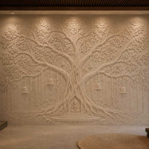 banyan1 (1) Vriksha — Sacred Banyan Tree & Buddha Shrine Relief Panel