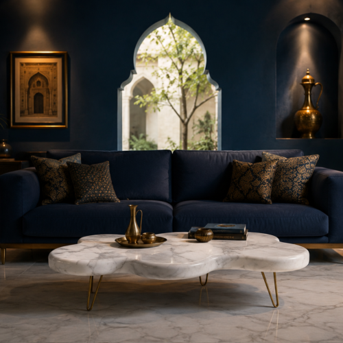 cloude Cloud-Shaped White Marble Coffee Table