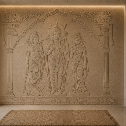 Divine Blessings – Ram Darbar Stone Wall Panel