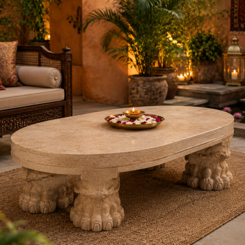 elephant3 Elephant-Leg Travertine Coffee Table