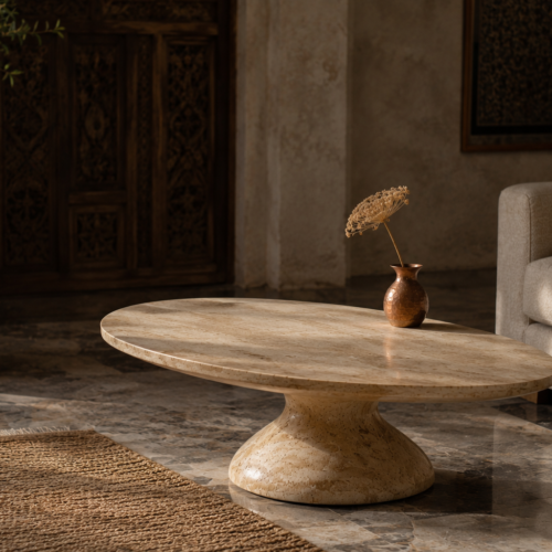 hourglass2 Hourglass Travertine Coffee Table
