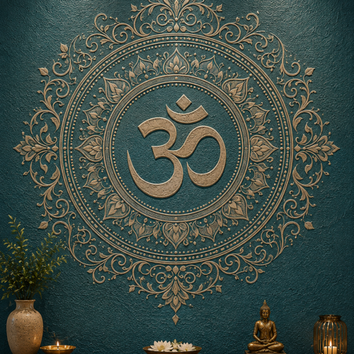 Omkaara — Sacred Om Mandala Relief Wall Panel