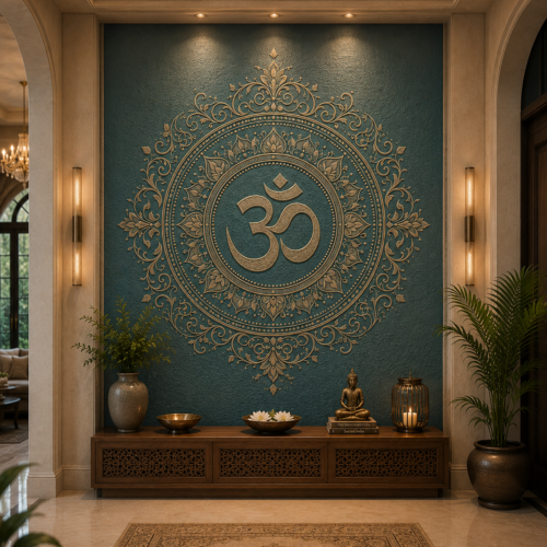 Omkaara — Sacred Om Mandala Relief Wall Panel