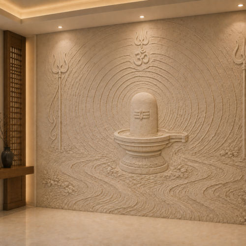 Mahadev — Shivlinga Trishul Om 3D Cosmic Relief Wall Panel