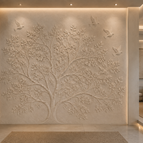 Jeevan Vriksha — Tree of Life with Free Birds Relief Wall Panel